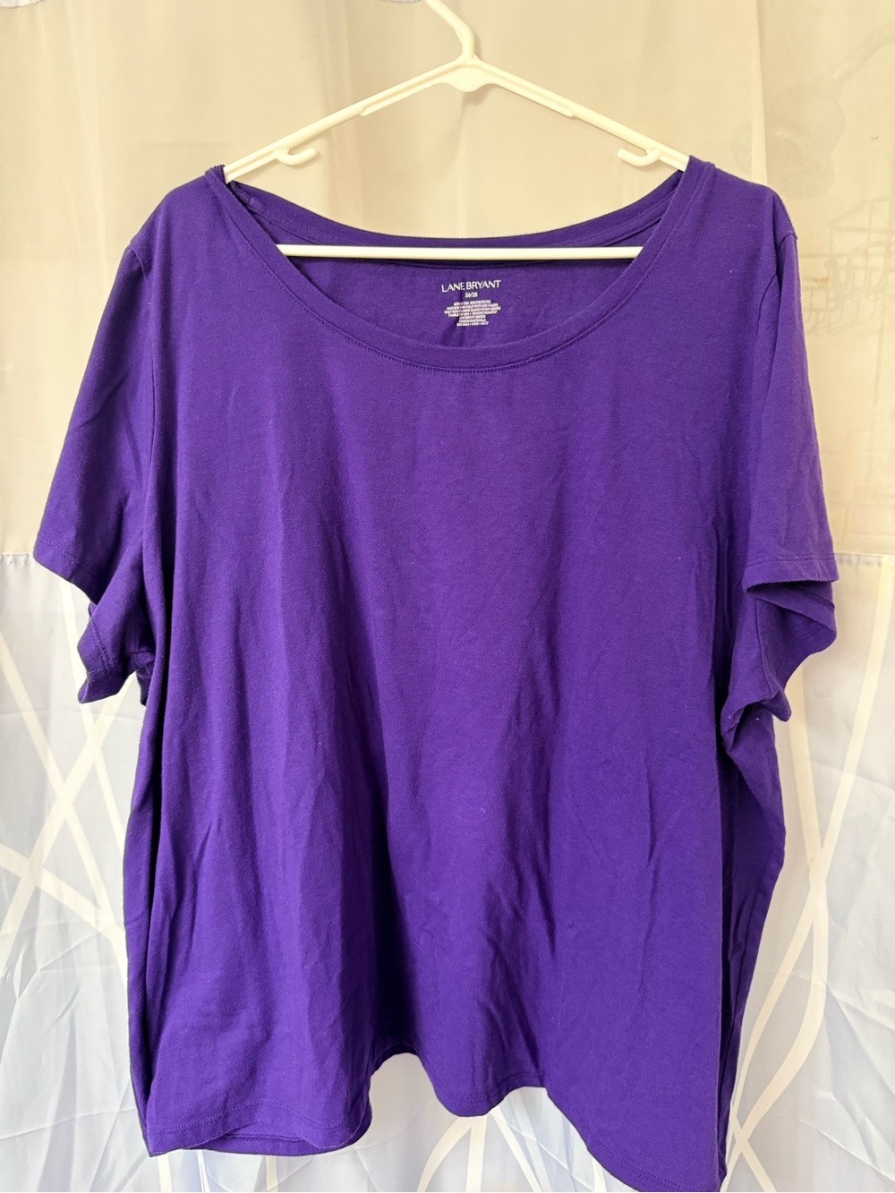 Lane Bryant Purple Scoop Neck Short Sleeve Top, 3X